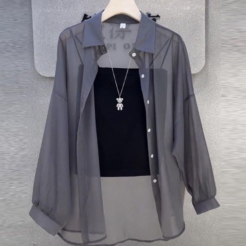 thumbnail for Chiffon sunscreen cardigan, thin women's slip dress, overcoat, summer light shirt, tulle ice silk jacket