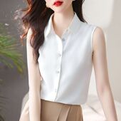 韩版 纯色垂感职业装 百搭无袖 2024春夏新款 衬衫 女内搭背心打底衬衣