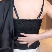 辣妹穿搭洋气小衫 美式 内搭小众设计感上衣 背心吊带女夏季 黑色修身