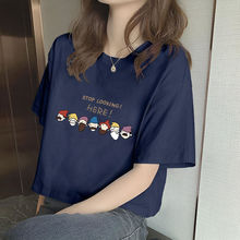 纯棉印花短袖T恤女生2025短款韩版宽松设计感小众慵懒风ins上衣服