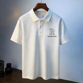 美式 夏季 复古潮流设计上衣 T恤男装 白色印花中长款 新款 POLO领短袖