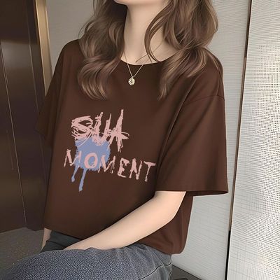 咖啡色短袖纯棉T恤女2025