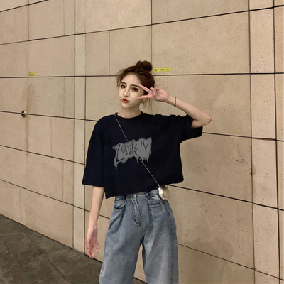 娜蕾斯五分袖韩版常规印花短款