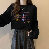 百搭T恤女装 纯棉新款 设计感甜辣纯欲上衣 长袖 流时尚 韩版 潮流短款