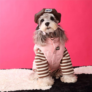 秋冬季 小狗狗衣服羽绒服雪纳瑞约克夏泰迪马尔济斯比熊保暖马甲 装