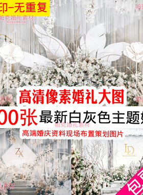 高端白灰色主题婚礼高清无水印素材现场布置婚庆资料策划设计图片