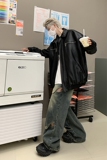 W7003特P70控138秋冬男士皮衣夹克外套翻领潮流帅气男，男装夹克，电商B205