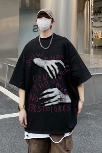 T7001 P30 控48 夏季男士t恤上衣短袖宽松纯棉潮流圆领t恤图片