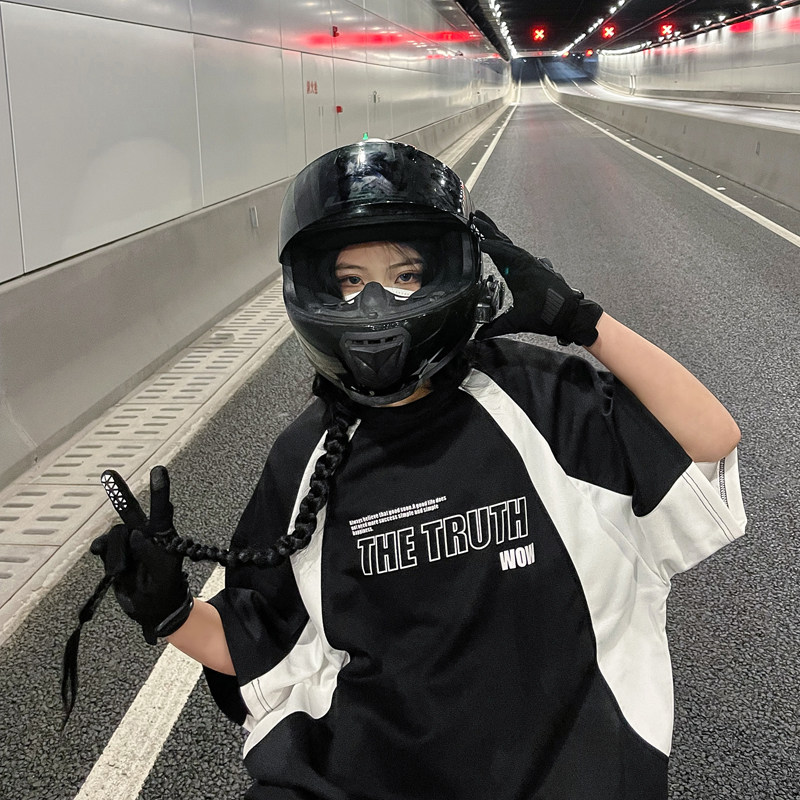 T6020P40控58机车服男女港风夏季短袖宽松潮流圆领体恤运动,男装T恤,电商B205