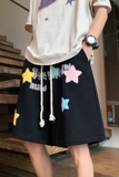 DK666P45控58夏季男士港风五分裤裤子宽松发泡印花潮流沙滩裤，男装牛仔裤，电商B205