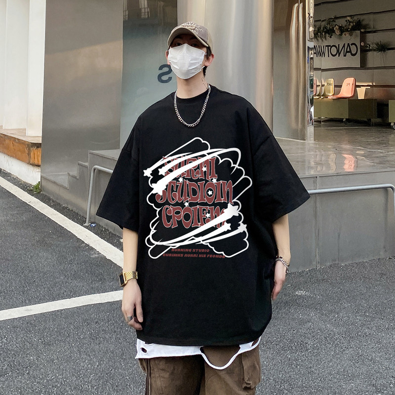 T2313 P30 控48 夏季男士t恤上衣短袖宽松纯棉潮流圆领t恤男图片