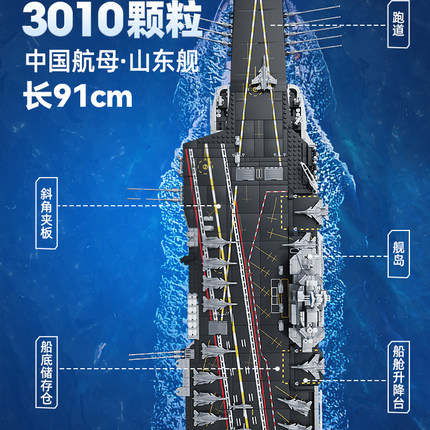 森宝积木山东舰航空母舰军舰福建舰拼装拼搭积木模型摆件礼物男