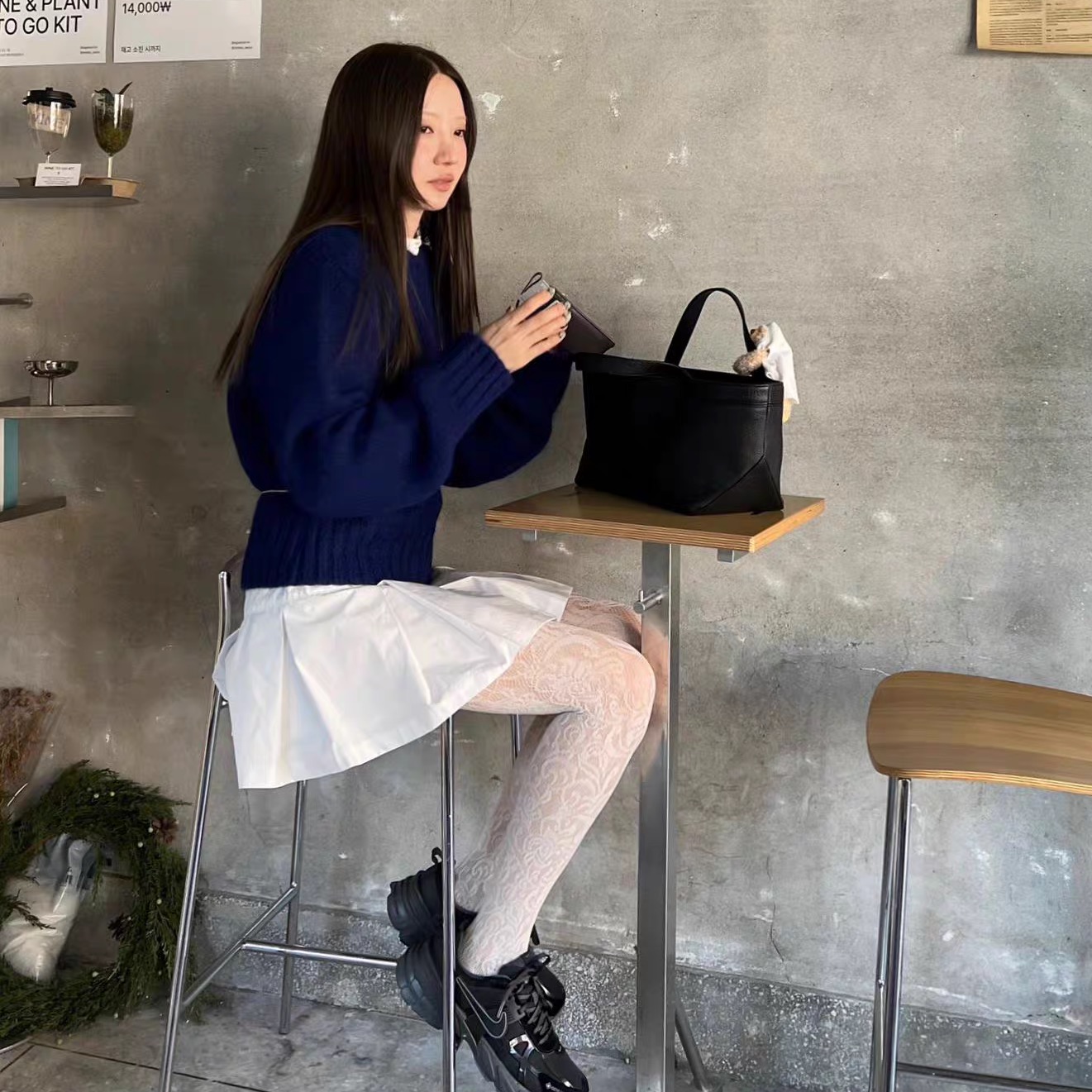 onuk同款小众经典百搭复古法式j藤花奶白色针织袜连裤袜女袜