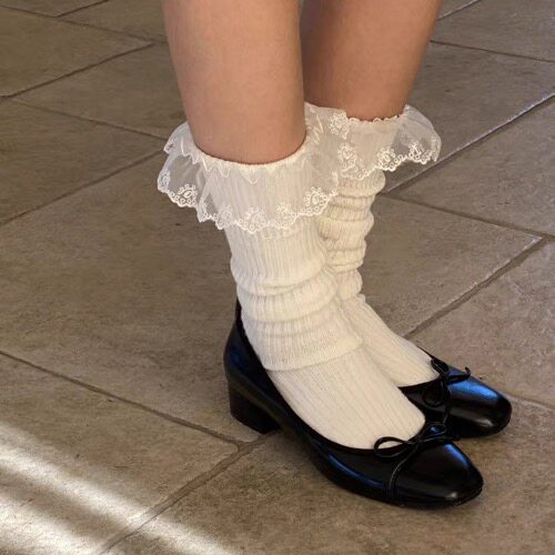 百搭经典款ins推荐法式蕾丝休闲风格可爱少女感花边袜棉袜女袜