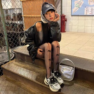 韩国设计师同款萧条蝴蝶结丝带性感可爱百搭芭蕾风格连裤袜黑丝袜