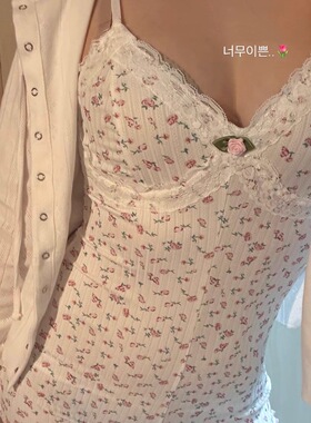 好米的法式风格！心机小碎花玫瑰蕾丝弹力吊带连体裤连衣裙