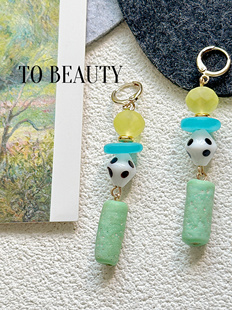 BEAUTY原创设计手工琉璃耳环耳饰撞色高级感可爱甜美小清新
