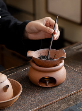 复古粗陶老岩泥蜡烛烤茶器烤茶盘家用茶叶咖啡杯提香器小号焙茶器