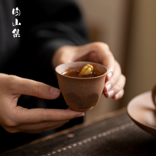 昀山集粗陶手捏佛手瓜茶杯