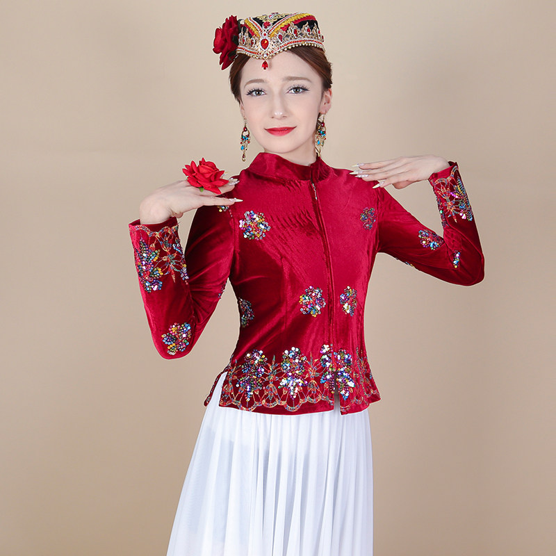 天山美翼金丝绒珠绣外套新疆舞蹈