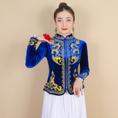 维族舞蹈上衣短款 2025年新款 新疆舞蹈演出服金丝绒绣花外套保暖款