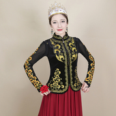 2025年新款 广场舞服维族舞蹈短坎肩 新疆舞蹈马甲女金丝绒绣花款