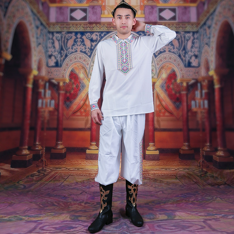 新疆吾尔男士套装绣花上衣裤子