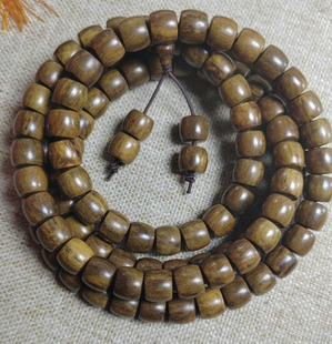 巴布亚贡木沉香老料老型珠单圈多圈圆珠绿龙鳞男女情侣108手串