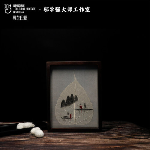 中式禅意风格蜀绣创新装饰摆件