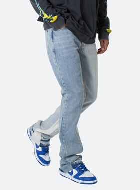 Mnml 蓝色鸳鸯拼色水洗四季宽松流行高街潮流喇叭牛仔裤男新品