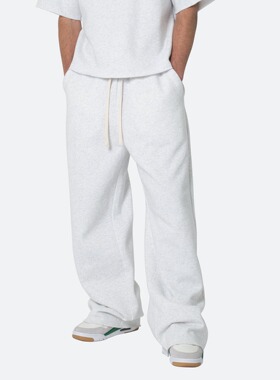 Mnml 浅灰色水洗纯棉运动裤四季抽绳腰特宽松阔腿直脚休闲裤新品