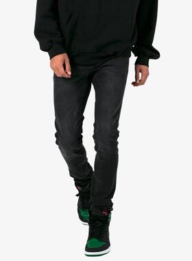 Mnml 复古黑日常水洗经典长裤四季流行弹性修身紧身牛仔裤男新品