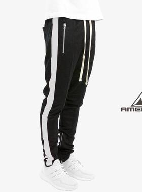 Mnml FOG风格夏季侧边拉链黑白束腰松紧修身小脚抽绳休闲裤男现货