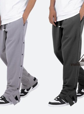 Mnml FOG风格侧边钮扣松紧腰纯棉四季宽松阔腿休闲运动排扣裤男