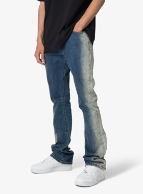 Mnml 水洗蓝色喷雾复古四季宽松流行潮流修身喇叭牛仔裤男新品