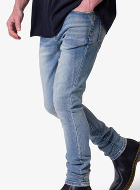 Mnml 拉链裤门襟长裤弹力基础款四季高街做旧蓝紧身牛仔裤男新品