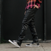 蜡面黑色夏季 男新品 薄款 Mnml 修身 小脚侧拉链弹性强牛仔裤 FOG风格