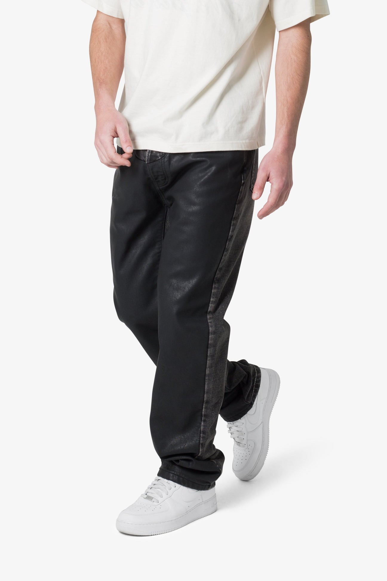 mnml复古仿麂皮拼布牛仔裤