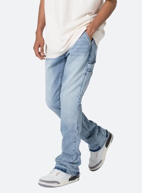 Mnml 蓝色水洗复古四季宽松流行高街潮流工装喇叭牛仔裤男新品