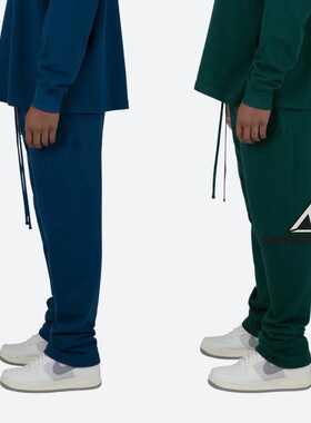 Mnml 蓝色绿色抽绳宽松阔腿卫裤纯棉四季运动休闲裤男FOG风格新品