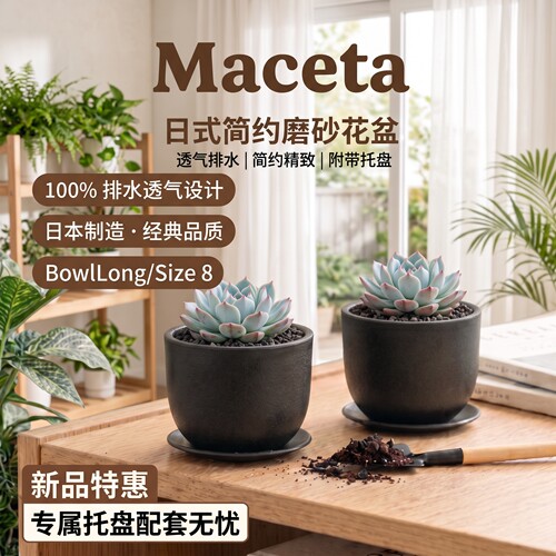 Maceta 「BowlLong」8号盆 日本产高透气半球长款厚壁盆多肉块根
