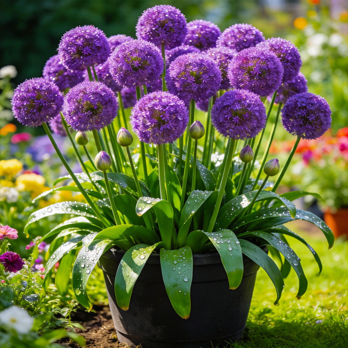 大花葱盆栽庭院造景植物阳台多年生球根花卉易活花镜绿植带花苞