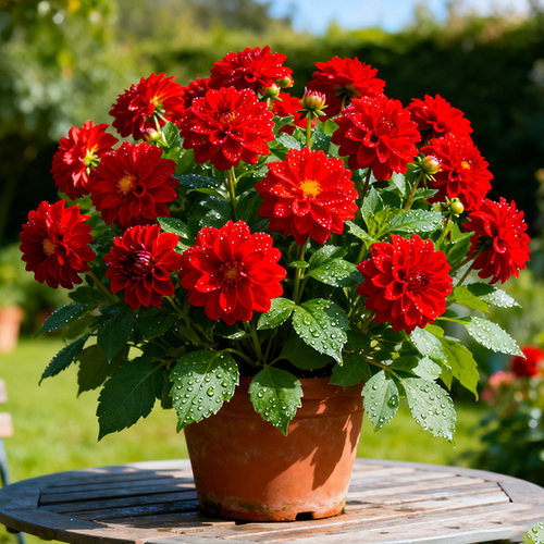 重瓣大丽花盆栽带花苞耐寒庭院阳台四季观花耐养植物好养易活