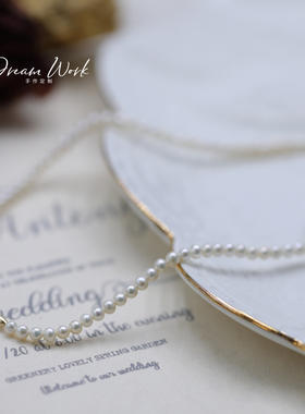 DreamWork手作定制 天然淡水强光小珍珠项链法式choker锁骨链颈链