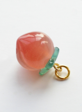 dreamwork玛瑙桃子吊坠 天然玛瑙水蜜桃玉叶子小滴溜包金手链坠