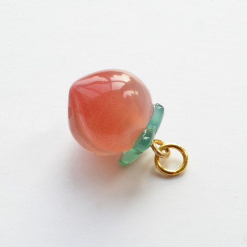 南红水蜜桃玉叶子小滴溜14kf吊坠