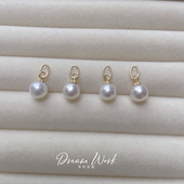 Dream work珍珠吊坠搭配羽毛福牌桃花吊坠或耳钉 珍珠坠子配饰女