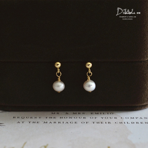 14k包金小珍珠复古风不掉色耳钉