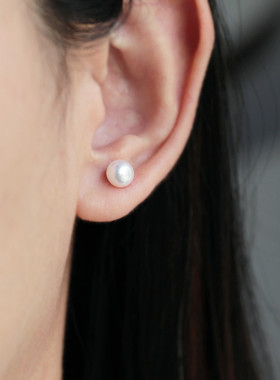 925纯银天然小珍珠耳钉 气质温婉夏季养耳洞新款复古女夏耳环耳饰