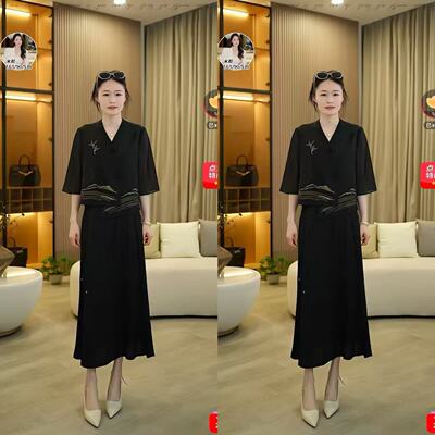 【米粒严选】T1870新中式国风复古气质套装女装洋气套裙两件套